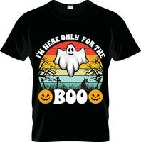 halloween t-shirt ontwerp, ik ben hier enkel en alleen voor de boe nieuw t-shirt ontwerp. vector