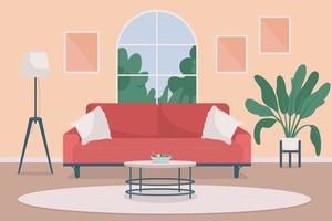 gezellige woonkamer egale kleur vectorillustratie