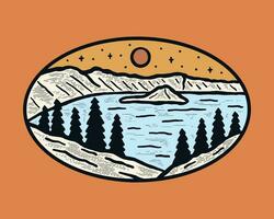 krater meer Oregon wijnoogst vector voor insigne t overhemd sticker illustratie