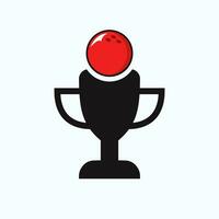 bowling kampioenschap trofee logo ontwerp concept met bowling en trofee icoon vector