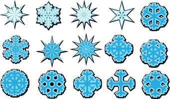 reeks van sneeuwvlokken stickers badges icoon sneeuw vlokken vector