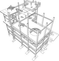 3d illustratie van industrieel gebouw vector