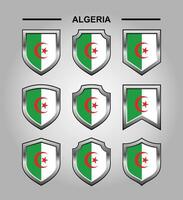 Algerije nationaal emblemen vlag en luxe schild vector