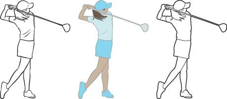 vrouw golf speler illustratie. vector