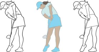 vrouw golf speler illustratie. vector