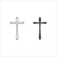 zwart-wit religie kruis pictogram vector op witte achtergrond