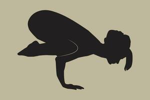 vrouw aan het doen yoga hand- getrokken zwart silhouet Gezondheid zorg en levensstijl concept vrouw yoga vector illustratie.