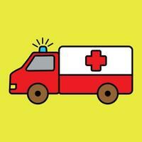 ambulance auto tekenfilm ontwerp. noodgeval vervoer teken en symbool. vector