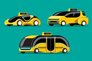 set van hitech taxi-auto in modern design vector