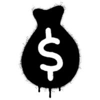 verstuiven geschilderd graffiti geld zak icoon gespoten geïsoleerd met een wit achtergrond. vector