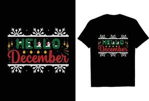 Hallo december Kerstmis t overhemd ontwerp vector