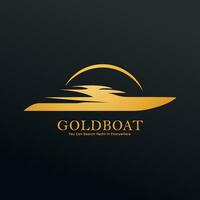 logo vector goud boot schip het zeilen Aan de zee met zonneschijn.