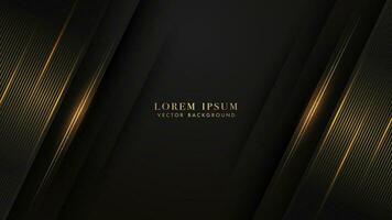 abstract diagonaal lijn goud streep met schitteren licht effect decoratie Aan zwart achtergrond. luxe stijl ontwerp concept vector