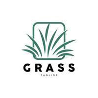 groen gras logo ontwerp, boerderij landschap illustratie, natuurlijk landschap vector