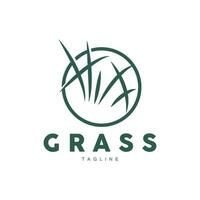 groen gras logo ontwerp, boerderij landschap illustratie, natuurlijk landschap vector