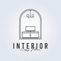 interieur meubilair kamer logo symbool icoon teken vector lijn kunst illustratie ontwerp