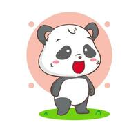 schattig panda staand tekenfilm karakter. kawaii aanbiddelijk dier concept ontwerp. geïsoleerd wit achtergrond. vector kunst illustratie