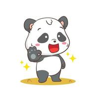 schattig panda met OK hand- teken tekenfilm karakter. kawaii aanbiddelijk dier concept ontwerp. geïsoleerd wit achtergrond. vector kunst illustratie