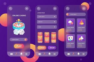 kit voor online casino glasmorfische elementen voor mobiele app vector
