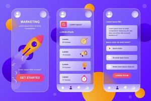 marketingkit voor glasmorfische elementen voor mobiele app vector