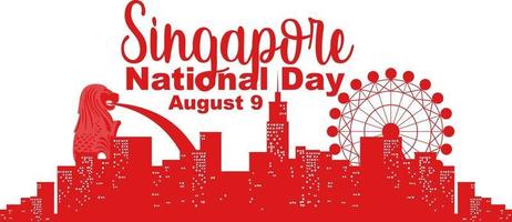 nationale dag van singapore met Marina Bay Sands Singapore en vuurwerk vector