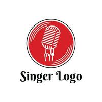 zanger logo ontwerp creatief idee met microfoon voor lood zingen liedje, evenement, muziek- partij vector