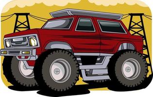 monster truck zonsondergang achtergrond vector