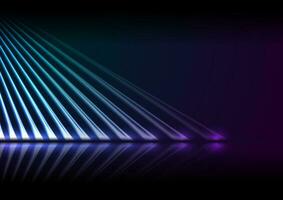 cyaan en paars neon laser stralen technologie modern achtergrond vector