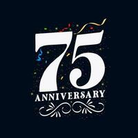 75 verjaardag luxueus gouden kleur 75 jaren verjaardag viering logo ontwerp sjabloon vector