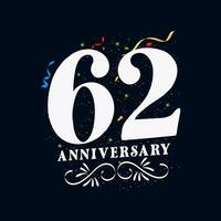62 verjaardag luxueus gouden kleur 62 jaren verjaardag viering logo ontwerp sjabloon vector