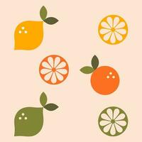 illustratie van sinaasappels en citroenen patroon vector