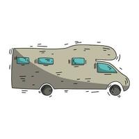 hand- getrokken tekening stijl caravan vector