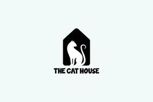 de kat huis logo met een kat binnen vector