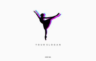 een vrouw is dansen in de lucht met de woorden uw logo Aan het, vector ballet logo