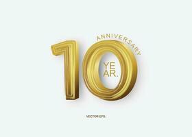 10e verjaardag gouden aantal 10 jaren verjaardag vector illustratie