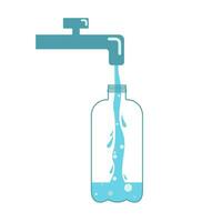 plastic fles welke verzamelt kraan water. schoon water vector