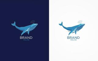 een blauw walvis logo en een wit en blauw logo vector