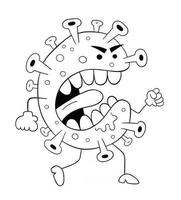 cartoon coronavirus monster is zo boos en loopt vectorillustratie vector