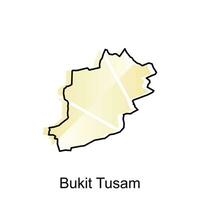 vector kaart van bukit tusam stad modern schets, logo vector ontwerp. abstract, ontwerpen concept, logo, logotype element voor sjabloon.