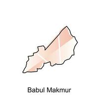 kaart stad van Babul makmur vector ontwerp sjabloon, nationaal borders en belangrijk steden illustratie