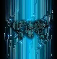 wereld binaire printplaat toekomstige technologie, blauwe hud cyber security concept achtergrond vector