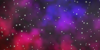 donkerroze, blauwe vectorachtergrond met kleurrijke sterren. vector