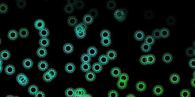 donkergroene vector achtergrond met virussymbolen.