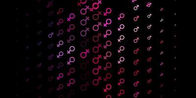 donkerpaarse, roze vectorachtergrond met vrouwensymbolen. vector