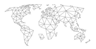 veelhoekige vector wereldkaart op witte achtergrond.