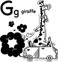 hand getrokken.alphabet letter g-giraffe illustratie, vector