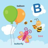 illustratie geïsoleerde alfabet letter b-ballon,bee,butterfly.vector vector