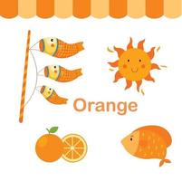 illustratie van geïsoleerde kleur oranje groep vector