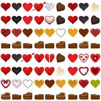 illustratie op thema mooie grote set zoete chocolade snoep hart vector