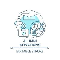 alumni donaties concept icoon. fondsenwerving beroep abstracte idee dunne lijn illustratie. het doneren van financiële middelen aan academische instellingen. vector geïsoleerde omtrek kleur tekening. bewerkbare streek